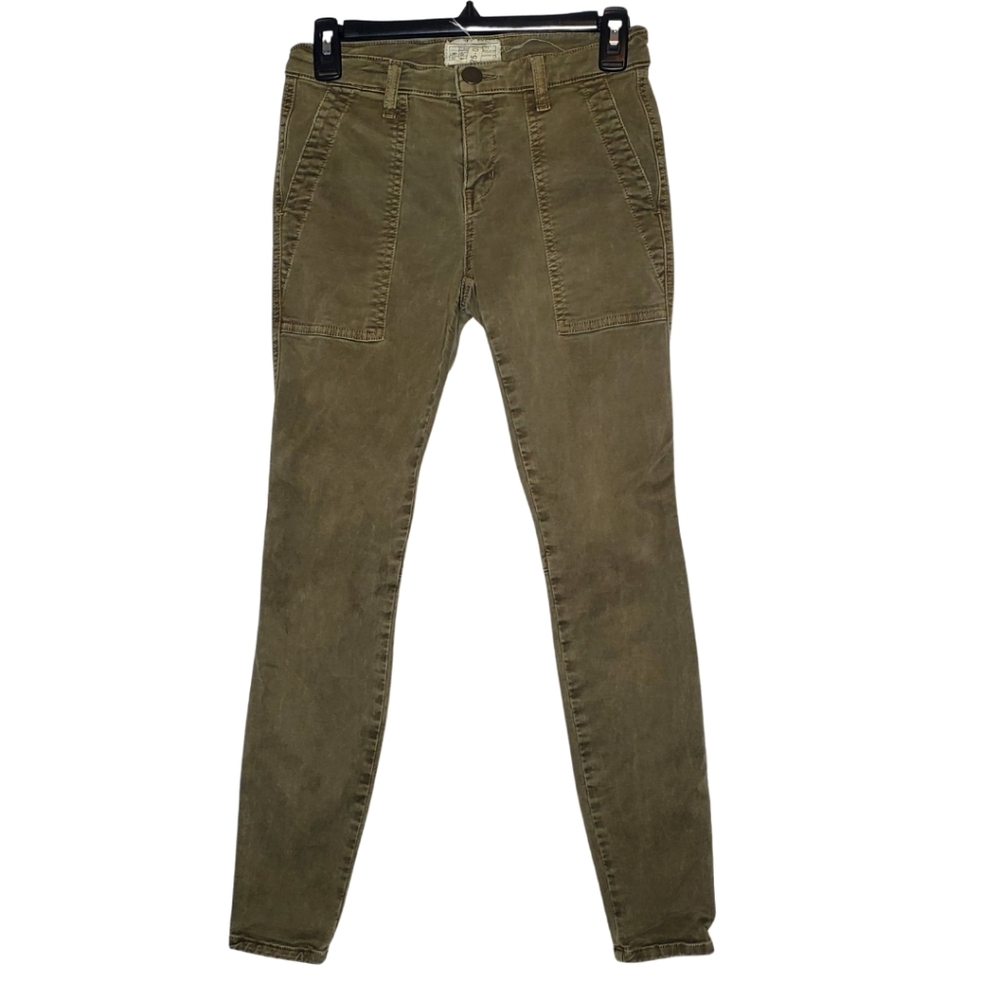 Current/Elliott Women's Olive Green Skinny Jeans with Back Flap Pockets Size 25